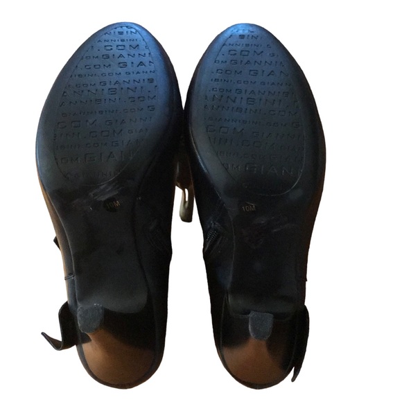 EUC Gianni Bini Zip-up Black Leather Booties with sexy bow on each side - Picture 7 of 11